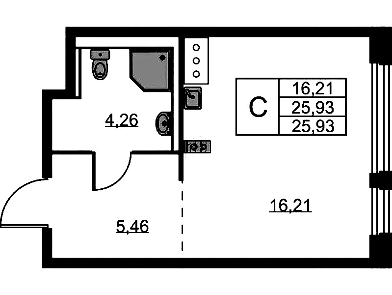 Квартира студия 25.93 м², 11/11 эт., ЖК «Новое Колпино»